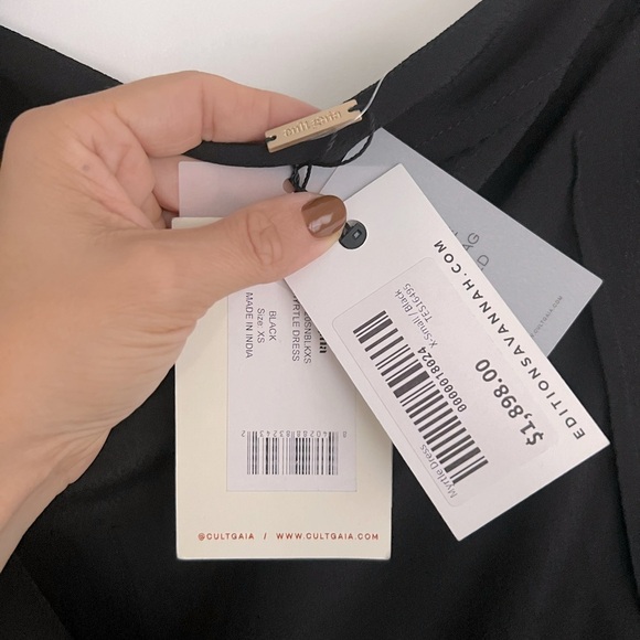 Cult Gaia Myrtle Feather Trimmed One Shoulder Dress Black NEW with tags - Picture 5 of 7